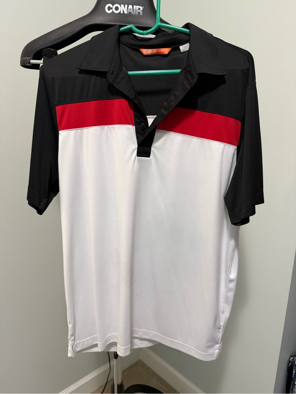 Men's cutter & buck Polo Shirt - Black, White & Red